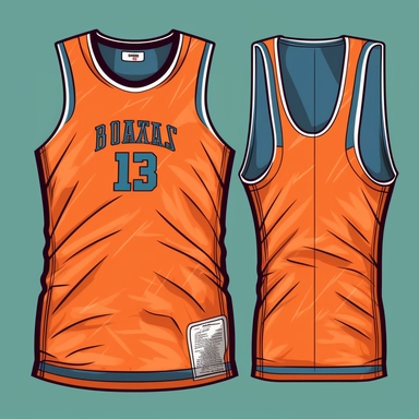 basketball sleeveless jersey clipart, hand-drawn, colorful, low details, hd