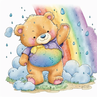 watercolor clipart of Care bears full body