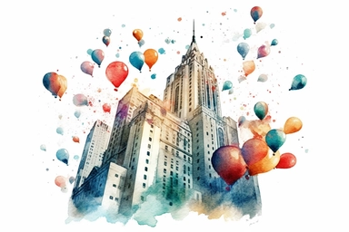 Watercolor, Investment banks, clipart, hd, on a white background, spaced out