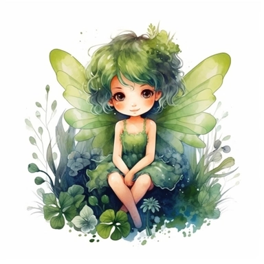 adorable fairy angel in lush green landscape, small flower bloom, cute character, watercolor styles, high definition, Sublimation Clipart,hyper realistic, intricate detail, illustration style, isolated on white background for removing background
