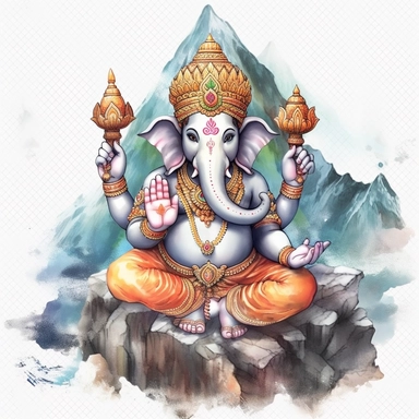 indian, god clipart, ganesha clipart, mountain art, blank background