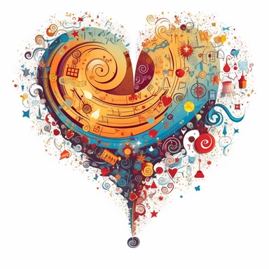 shirt graphic, Imagine a world where gratitude fills our hearts, radiating positivity and contentment.dreamy, fireworks of MUSIC NOTES and scrolls, CONTOUR, VECTOR IMAGE, FLAT , simple, sharp, detailed, clipart , on a white background--no mockup