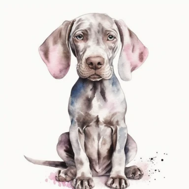 Weimaraner Shorthaired Pointer, puupy, baby, love dog, cute, Watercolor Clipart high quality, white background , cute, love , love animals