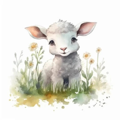 cute lamb grazing in the meadow clipart, original hand drawing, watercolor, understated and flawless for t shirt and cup printing, happy cute smily, transparent background, realistic painting, portrait without writing , style of the artwork, mood of the artwork, vector, contour , white background, 8K quality, ultra detailed , without signature and without meaningless lines, clipart, white background, High Quality, no writting background, no writting, ultra detailed, no symbol, without logo and e