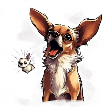 Chihuahua, barking at a stranger, Cartoon, Clipart, white background, no text, no caption