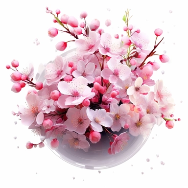 surreal Cherry Blossom Clipart, spring Cherry Blossom floral bouquet, No Text, white background