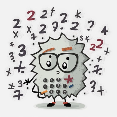 A math equation (numbers, calculation, problem solving), white background, cartoon, clipart style