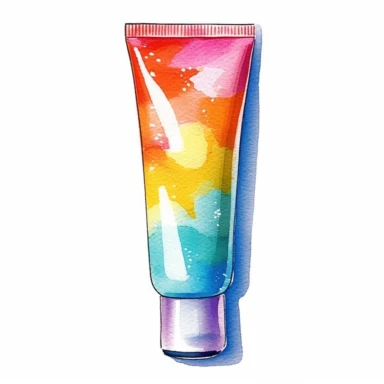 clipart watercolor sunscreen lotion tube, white background