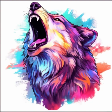 vivid Howling Wolf clipart 8k