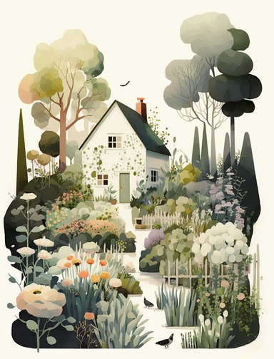 lovely suburban residential vegetable garden with flowers, in the style of Ryo Takemasa, xuan loc xuan, Lisa Audit, Anastasia Suvorova, Jon Klassen, greg tocchini, Depaysement, fantastic realism, tranquil and serene, anemoia, white background, vector, clipart, elaborate, ultra-detailed, best quality illustration, well composed, vibrant colors, high definition, UHD