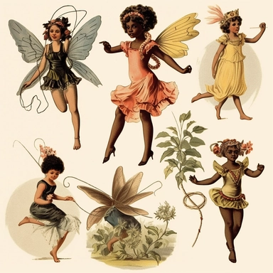 vintage clipart illustrations from a book on afrocentric faeries