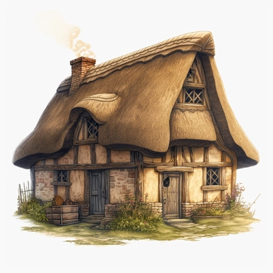 Fantasy Thatched House Clipart - Thatched Roof, SIngle image