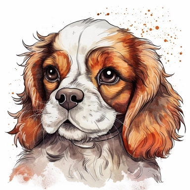 baby Cavalier King Charles Spaniel clipart , original hand drawing, watercolor, understated and flawless for t shirt and cup printing, happy cute smily Basset Hound , transparent background, realistic painting, portrait without writing , style of the artwork, mood of the aartwork, vector, contour , white background, 8K quality, ultra detailed , without signature and without meaningless lines, clipart, white background, High Quality, no writting background, no writting, ultra detailed, no symbol,