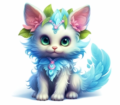 Pastel Beautiful Fairy Cat Sublimation Clipart ,Cartoon,hyper realistic, intricate detail, illustration style,high solution,on the white background , 32k resolution, ultra high definition