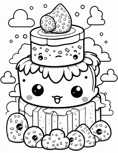 Let your creativity flow with a kawaii bread loaf, with a friendly face and a soft, brown crust. Use warm colors to make it inviting! For Simple Coloring page,Big eyes,line art, thick lines, black and white,clipart, illustration, on white background,Detailed,Details