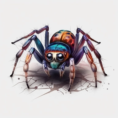 spider, watercolor, clipart, 2d, vector, sticker, cartoon, cute, themed, hd, 8k, 200 dpi