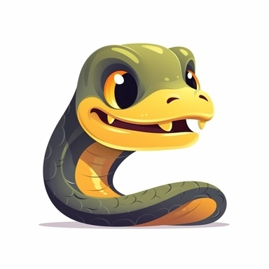 fantasy happy cute cobra face, cartoon, clipart, mascot, isolated on white background