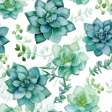 jade succulent plant clipart + white background + watercolor style