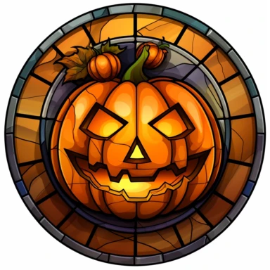 Stained Glass jack-o-lantern in the shape of a circle PNG Clipart