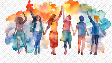 Watercolor youth 5 people, world youth day,banner ,clipart, white background