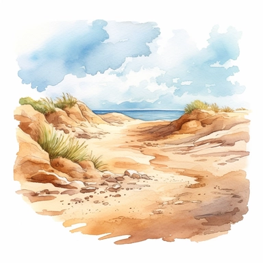 watercolour drawing of beach sand, clipart