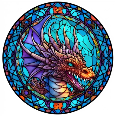 clipart on white background, stained glass dragon, i cant believe how beautiful this is, fantasycore, dragoncore, mysticalcore