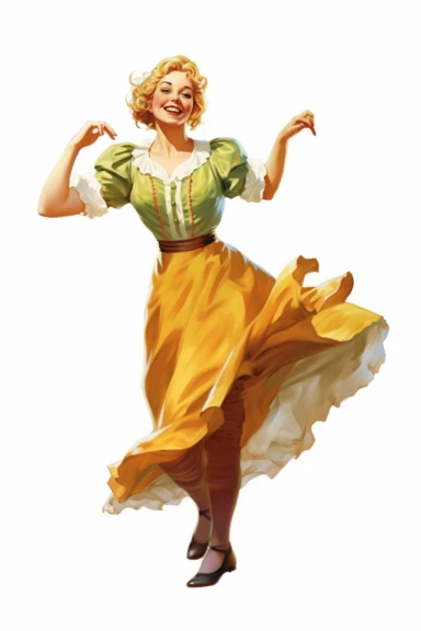 Clipart style, one isolated full-body figure of Cinderella, dancing or standing or laughing, kind cartoon characters, highly detailed but for kids, oil painting style with pall point pen accents, volume and bright colors, white background