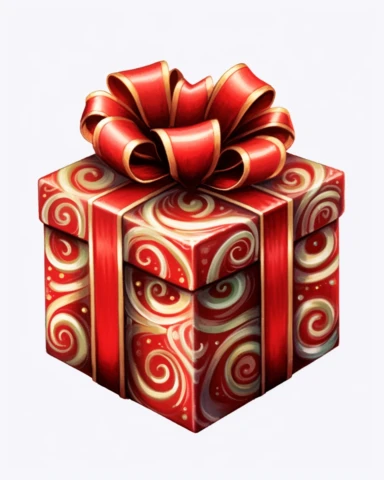 create a high quality clipart of a christmas present box on the white background. The image needs to be high resolution