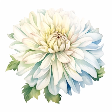 Watercolor snow clean white dahlia clipart on a white background in the style of feminine sticker art, Tanya Shatseva, storybook illustration, pure and pristine shades, Georgia O'Keeffe, flower and nature motifs, colored line art, colored outlines, cottagecore design, watercolor on white background, ombre, warm tones, colored line art, colored outlines, iridescent ombre, gradient shading, winter snow tone, vibrant digital art oil paint photorealism, an illustration of a colored flower, meticulou