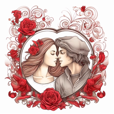 SAINT VALENTINE'S DAY clipart , original hand drawing, style of the artwork, mood of the aartwork, white background, 8K quality, ultra detailed , clipart, white background, High Quality, ultra detailed