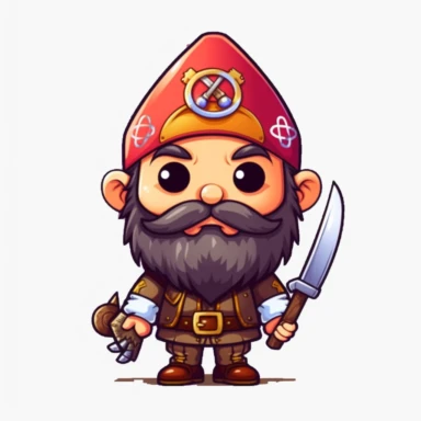 clipart, male kawaii Pirate gnome, kawaii Pirate gnome, isolated on white background, no background
