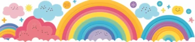 Simple vector drawing of a rainbow, clipart, basic shapes, solid colors, joyful, doodle, sticker design, lineart, 2d flat file, silhouette, svg cut file