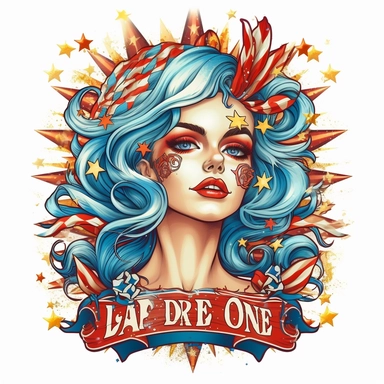 Land of the Free: An eye-catching clipart showcasing a patriotic lady embellished with stars and stripes. This design captures the essence of freedom and independence, making it a great choice for Fourth of July t-shirts that exude pride and appreciation for the nation.