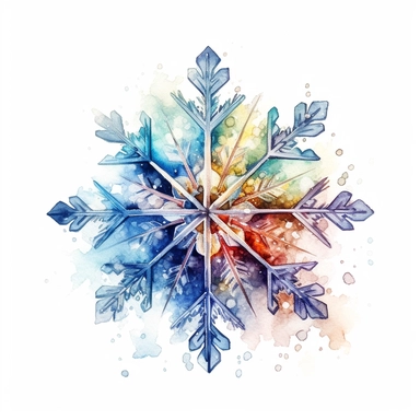 HIGHLY DETAILED HIGHLY INTRACATE WATERCOLOR CLIPART ILLUSTRATION OF A SINGLE BEAUTIFUL SNOWFLAKE DO NOT MAKE A SATURATED IMAGE