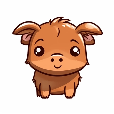 cute simple kawaii boar, clipart, white background
