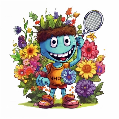 flowers monsters with sports activities at the clip art