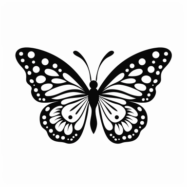 vector illustration, butterfly silhouette, svg, clipart, black outline, black and white, all white background, minimal