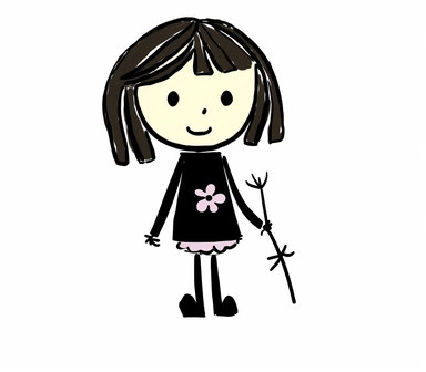 stick figure girl, clipart on white background