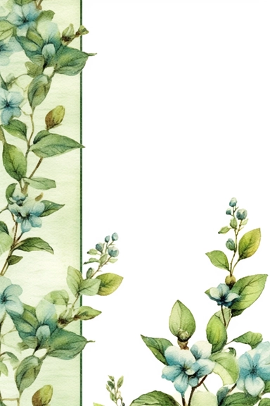 Holy Basil, page border style, clipart, watercolor, vintage--q2