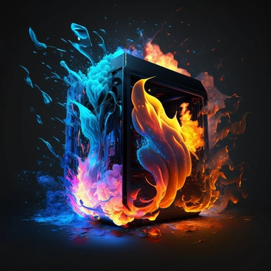 aggressive gaming pc colorful led flames stardust clipart
