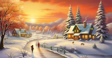 Adorable Christmas scene, clipart, precision painting, vivid colours, white background, I can’t believe how beautiful this is