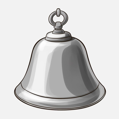 cartoon classroom bell clipart, solid white background