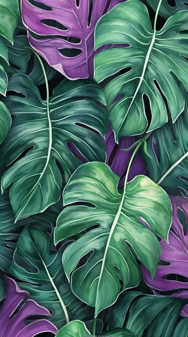 monstera plant, aesthetic, clipart, watercolor, background, wallpaper, pattern