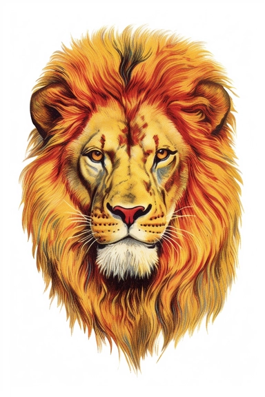 Vintage 1920 lion portrait Illustration , Chromolithograph, Die Cut, 1920s Illustration, Vintage, Chromolithograph, Colorful, Antique, Ephemera, Clipart, 8k, Isolated on white