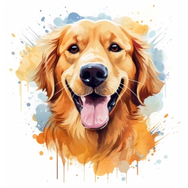 single cute water color dog cartoon Clipart , the dogshould be the only subject in the image. The background should be white.