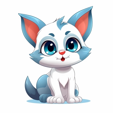 Clipart of a Cute Cartoon Cat