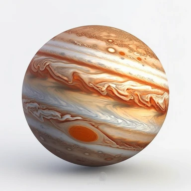 photo realistic clipart of Jupiter, 8k, white background, sharp focus, detailed,
