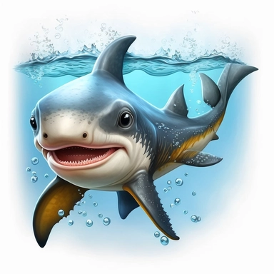 baby hammerhead shark swimming playfully in the ocean clipart