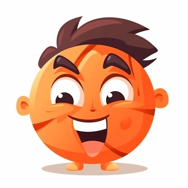 fantasy happy cute basketball player face, cartoon, clipart, mascot, isolated on white background