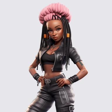 black chibi women incarnate in a 3d, Mesmerizing gaze, black girl dreadlock, american college fashion black clipart, black magic girl